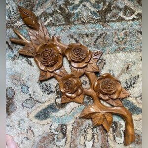 Handmade Wood Rose Panel Wall Decor